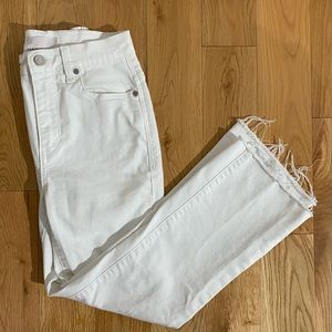 HABITUAL High Rise White Cropped Mini Flare